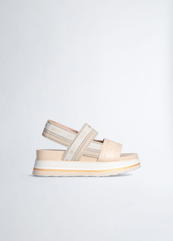 Liu Jo Platform With Jacquard Logo Sandalen Dames Beige | KXL-625170