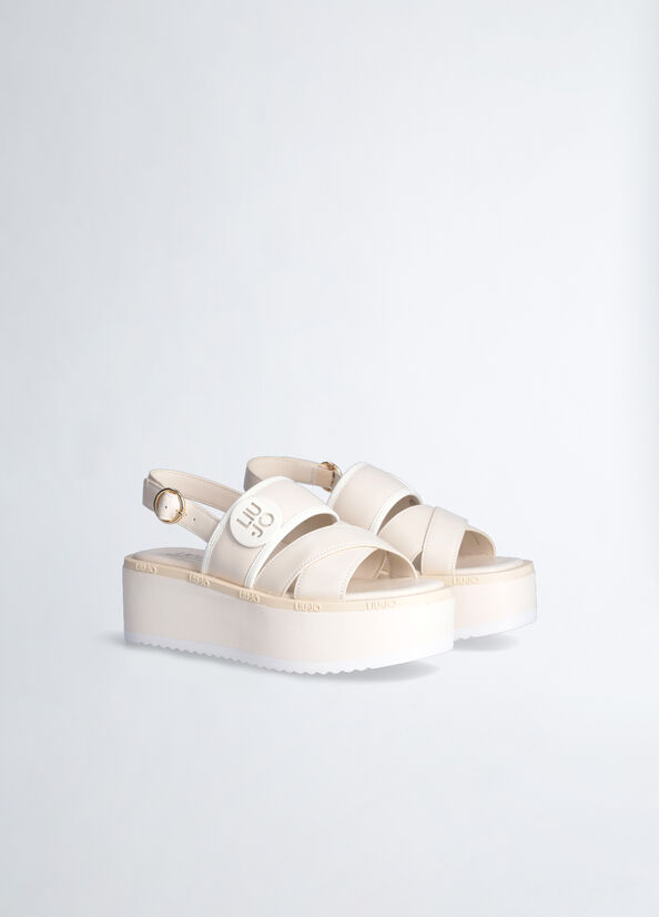 Liu Jo Platform With Logo Sandalen Dames Wit | OYH-437210