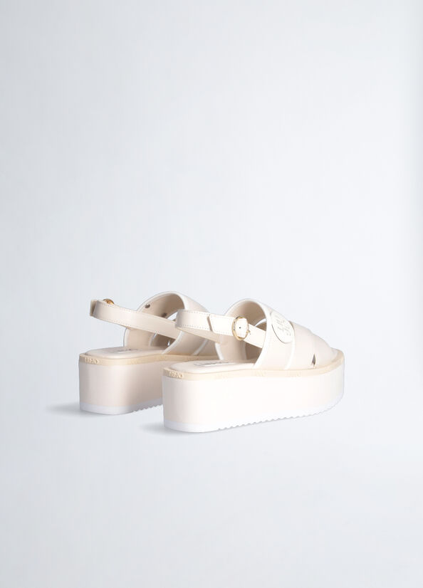 Liu Jo Platform With Logo Sandalen Dames Wit | OYH-437210