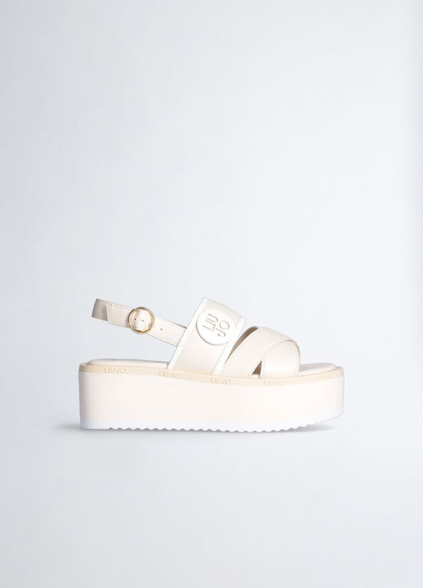 Liu Jo Platform With Logo Sandalen Dames Wit | OYH-437210