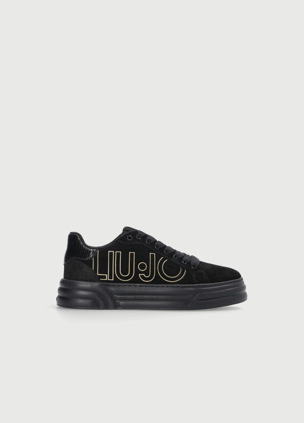 Liu Jo Platform With Maxi Logo Sneakers Dames Zwart | IAE-461805