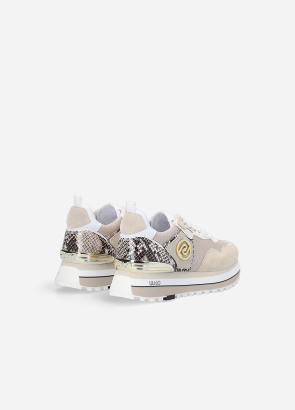 Liu Jo Platform With Python Print Sneakers Dames Beige | GEW-105924