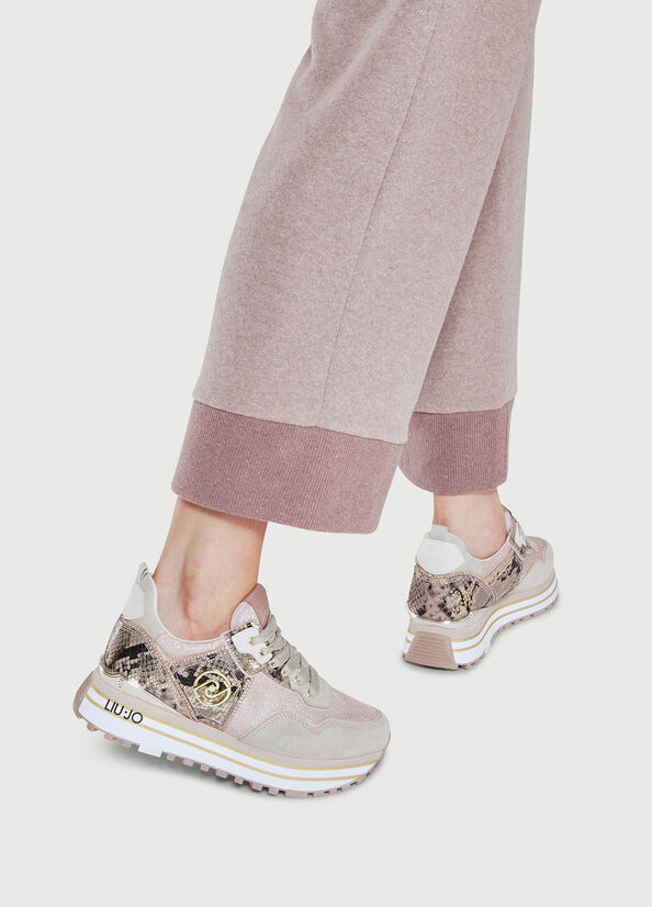 Liu Jo Platform With Python Print Sneakers Dames Beige | VDM-709281