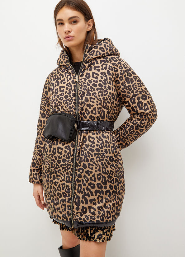 Liu Jo Reversible With Hood Jassen Dames Zwart Leopard | EJW-706829