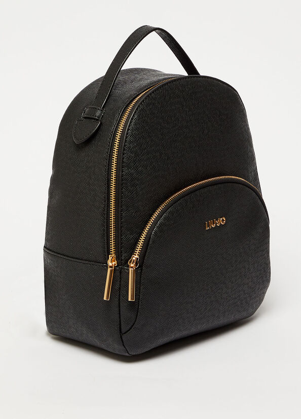 Liu Jo Rucksack With Logo Rugzak Dames Zwart | KUN-052137