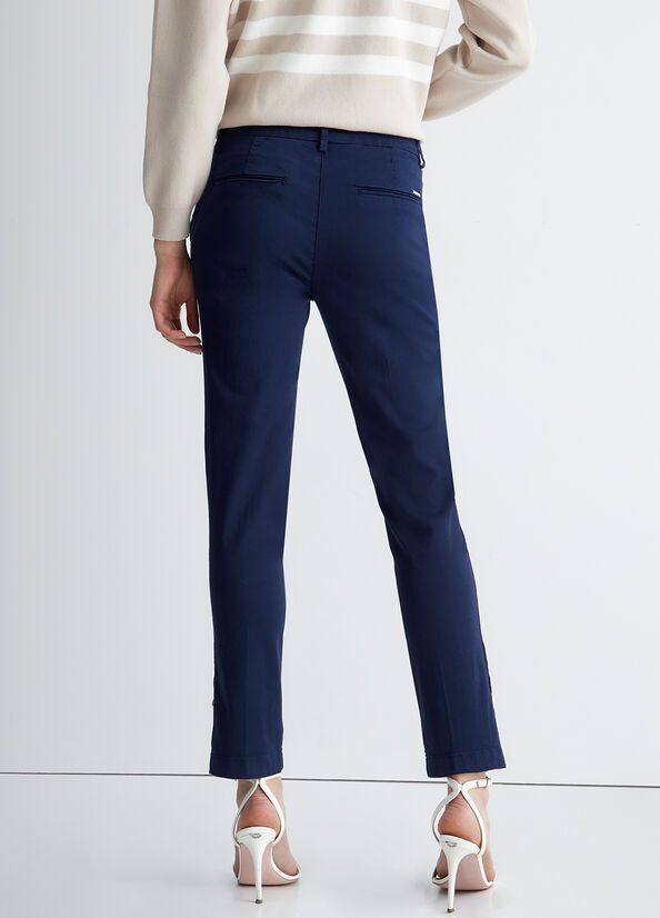 Liu Jo Satin Chinos Broek Dames Donkerblauw | JLU-091346