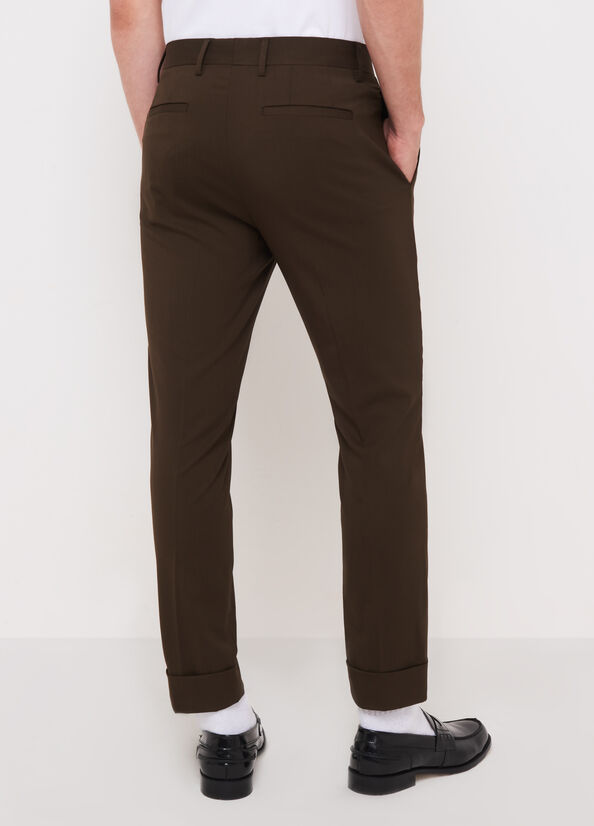 Liu Jo Slim Fit Chinos With Turn-Up Broek Heren Donkerbruin | OBS-953680