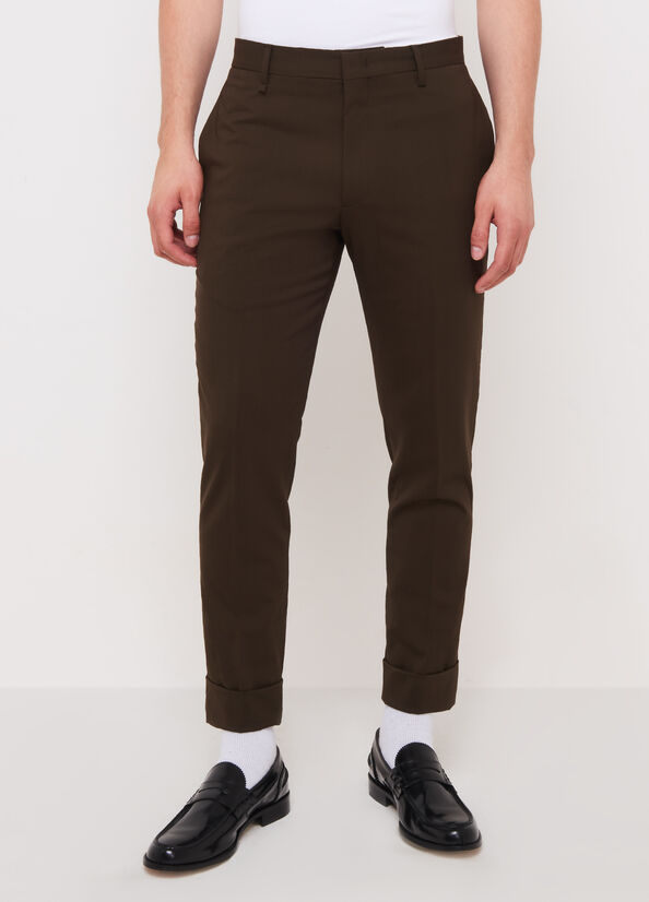 Liu Jo Slim Fit Chinos With Turn-Up Broek Heren Donkerbruin | OBS-953680