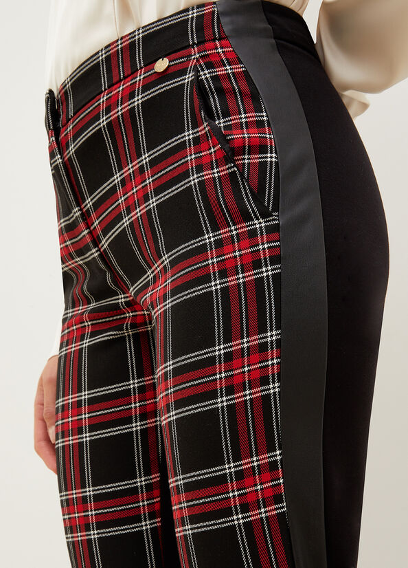 Liu Jo Slim Fit Tartan Broek Dames Zwart Rood | UQY-526810