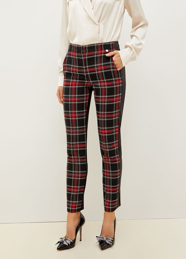 Liu Jo Slim Fit Tartan Broek Dames Zwart Rood | UQY-526810