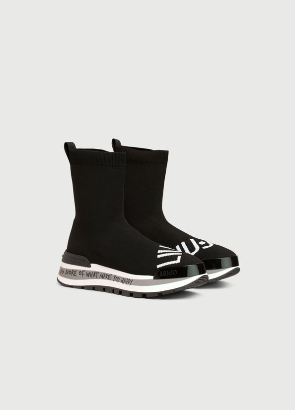 Liu Jo Sock With Logo Sneakers Dames Zwart | JZK-159864