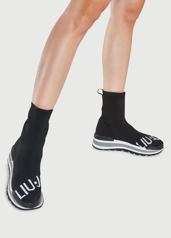 Liu Jo Sock With Logo Sneakers Dames Zwart | JZK-159864