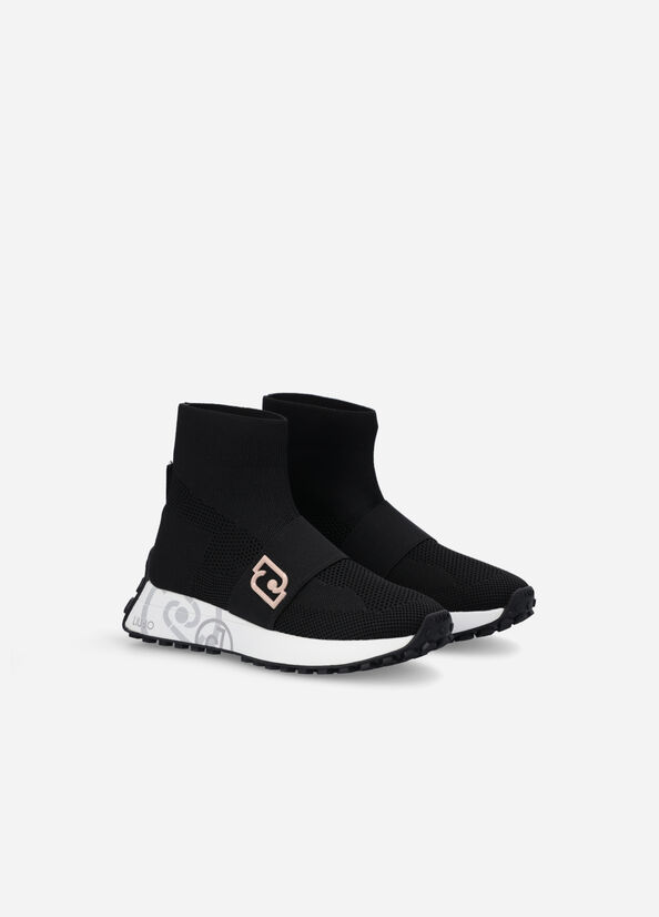 Liu Jo Sock With Logo Sneakers Dames Zwart | PQO-428370