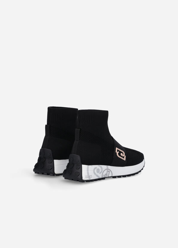 Liu Jo Sock With Logo Sneakers Dames Zwart | PQO-428370