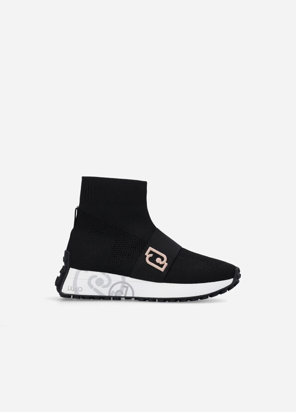 Liu Jo Sock With Logo Sneakers Dames Zwart | PQO-428370