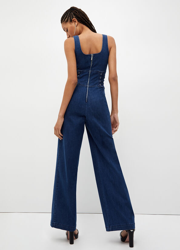 Liu Jo Stretch Denim Jumpsuit Straight Jeans Dames Blauw | XZI-584270