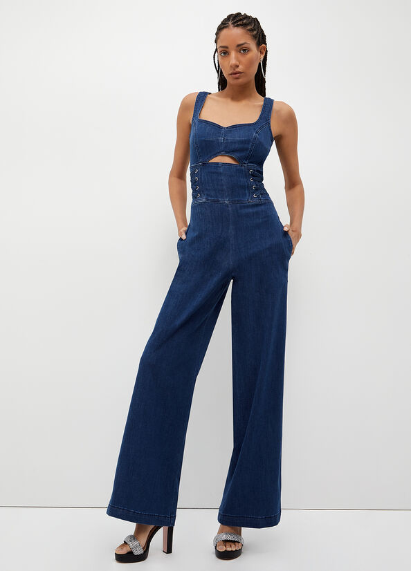 Liu Jo Stretch Denim Jumpsuit Straight Jeans Dames Blauw | XZI-584270