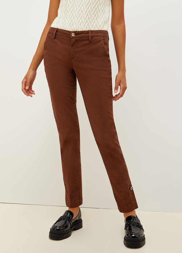 Liu Jo Stretch Katoenen Chinos Broek Dames Bruin | MOQ-482536