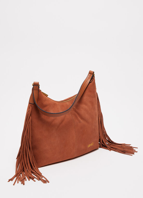 Liu Jo Suede Shoulder With Fringes Shopper Tas Dames Bruin | SHU-389042