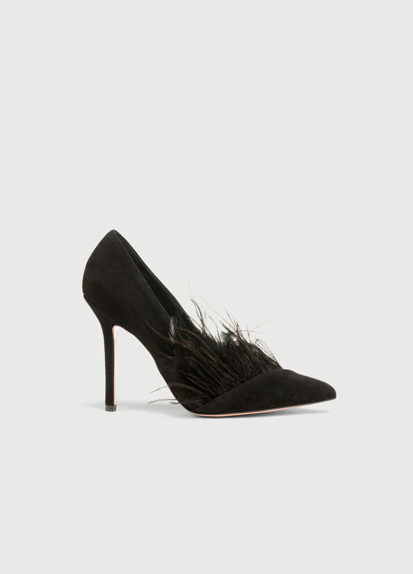 Liu Jo Suede With Feathers Hoge Hakken Dames Zwart | ACV-142768