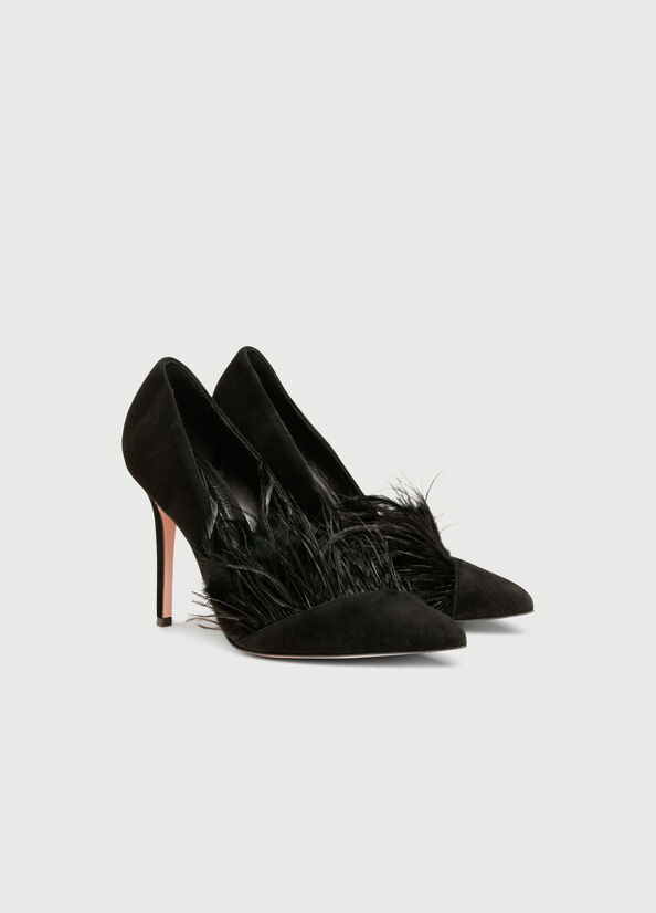 Liu Jo Suede With Feathers Hoge Hakken Dames Zwart | ACV-142768