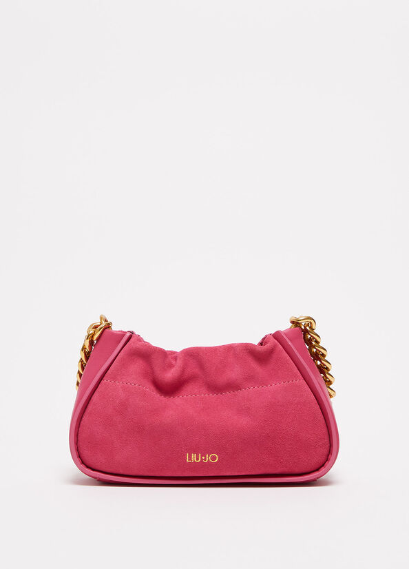 Liu Jo Suede With Logo Clutch Tas Dames Fuchsie | ZCQ-528614