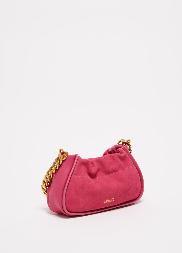 Liu Jo Suede With Logo Clutch Tas Dames Fuchsie | ZCQ-528614