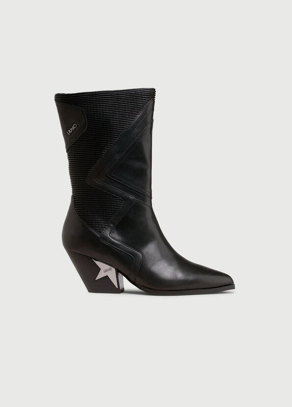 Liu Jo Texan Enkellaars Dames Zwart | ZAH-952476