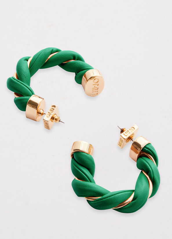 Liu Jo Torchon Effect Hoop Earrings Sieraden Dames Groen | MDS-541870