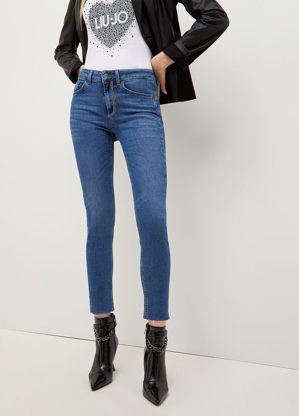 Liu Jo Used Effect Skinny Jeans Dames Blauw | YNB-368571