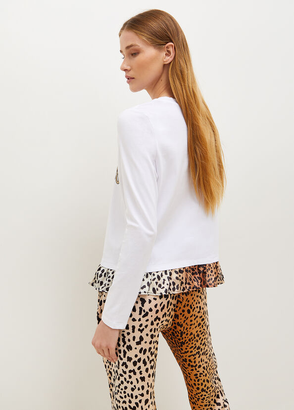 Liu Jo With Animal-Print Heart T-shirts Dames Wit | RLK-243980