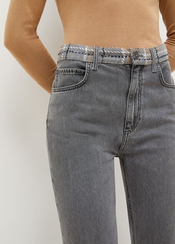 Liu Jo With Bouclé Details Straight Jeans Dames Grijs | FLB-617843