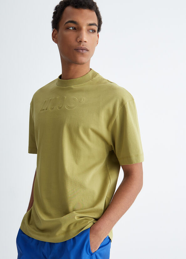 Liu Jo With Embossed Logo Poloshirt Heren Olijfgroen | DFQ-830196