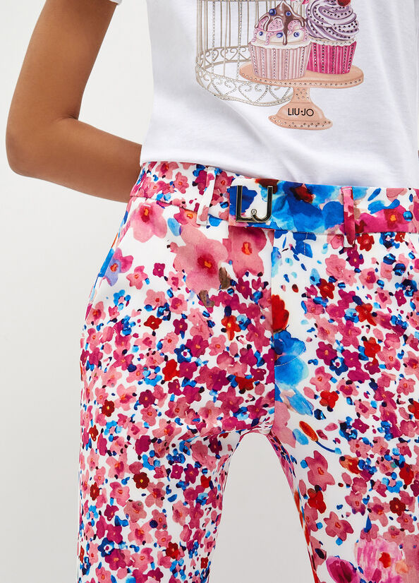 Liu Jo With Floral Print Broek Dames Roze | REF-607284