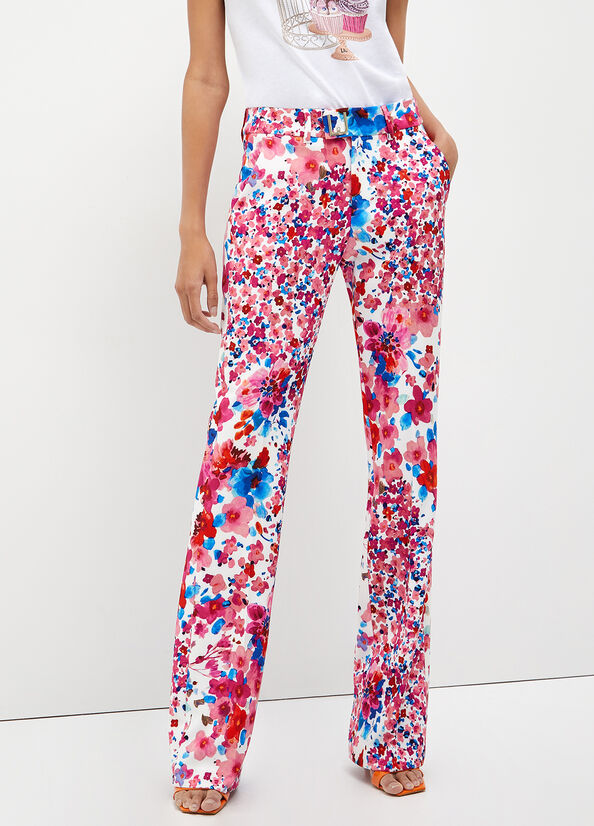 Liu Jo With Floral Print Broek Dames Roze | REF-607284