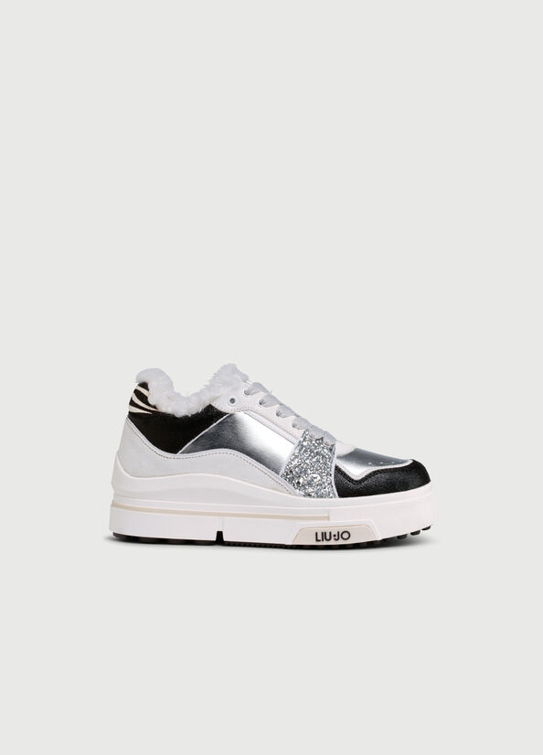 Liu Jo With Glitter Sneakers Dames Zwart Zilver | TZU-610542