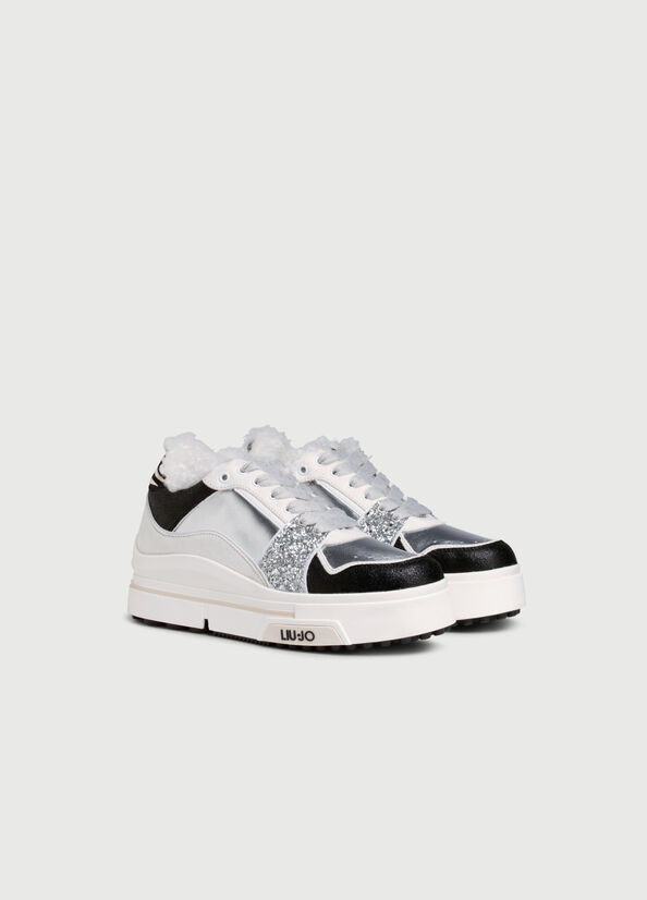 Liu Jo With Glitter Sneakers Dames Zwart Zilver | TZU-610542