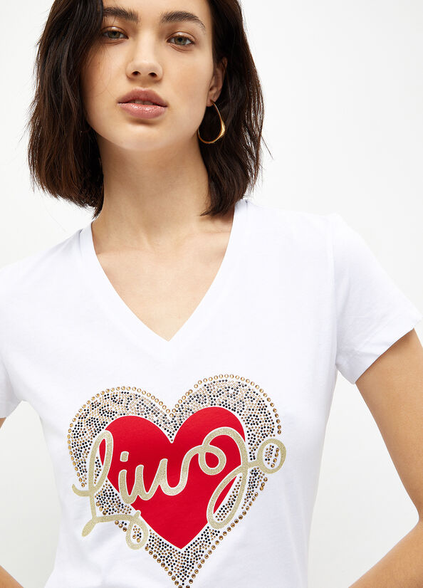 Liu Jo With Heart And Logo Topjes Dames Wit | EQL-435092