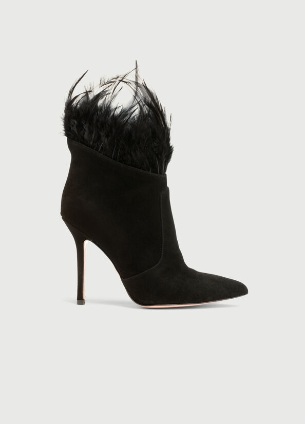 Liu Jo With Heel And Feathers Enkellaars Dames Zwart | AFZ-937084