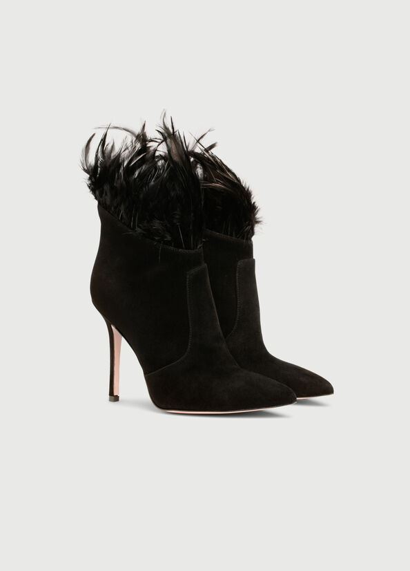 Liu Jo With Heel And Feathers Enkellaars Dames Zwart | AFZ-937084