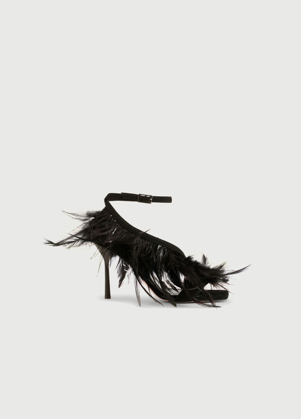 Liu Jo With Heel And Feathers Sandalen Dames Zwart | FYB-142038