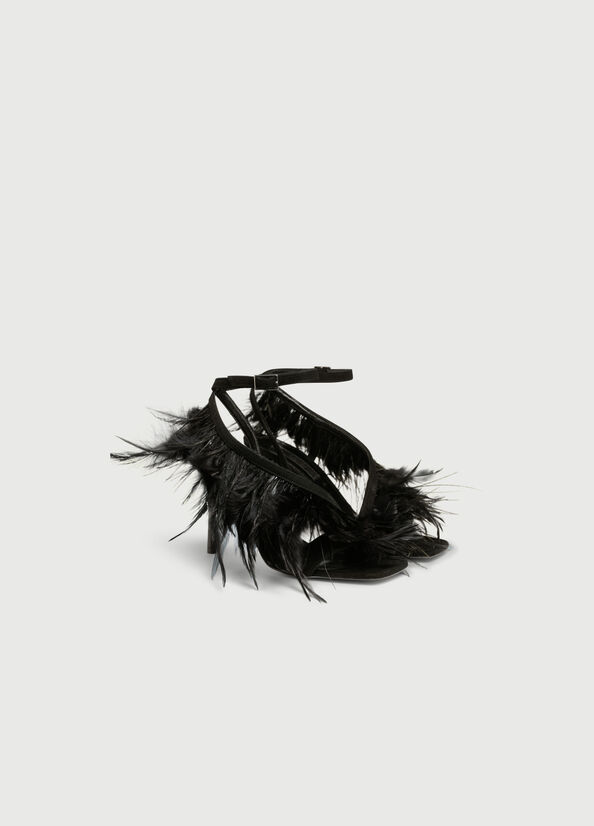 Liu Jo With Heel And Feathers Sandalen Dames Zwart | FYB-142038