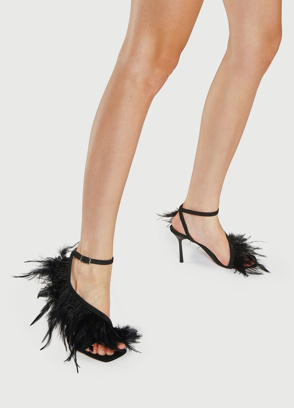 Liu Jo With Heel And Feathers Sandalen Dames Zwart | FYB-142038