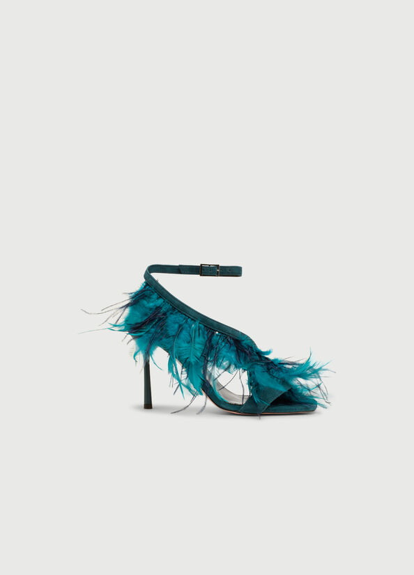 Liu Jo With Heel And Feathers Sandalen Dames Turquoise | PUH-573126