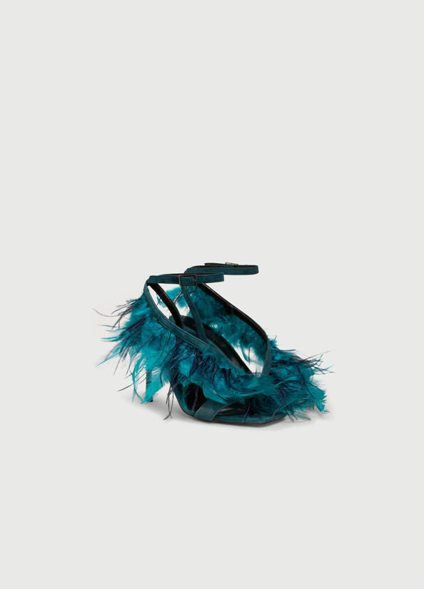 Liu Jo With Heel And Feathers Sandalen Dames Turquoise | PUH-573126