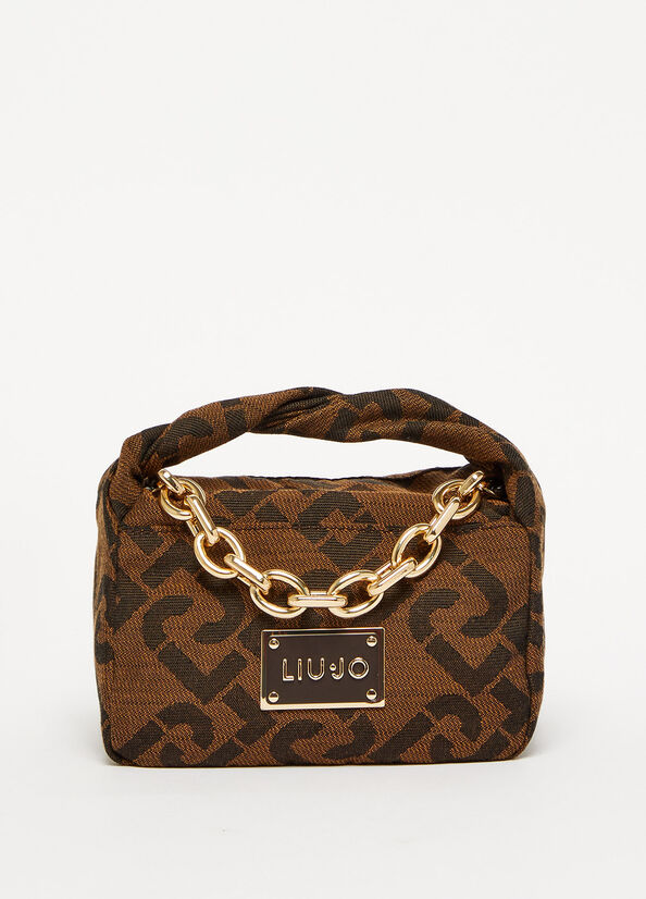 Liu Jo With Jacquard Logo Handtas Dames Chocola | SOD-834967