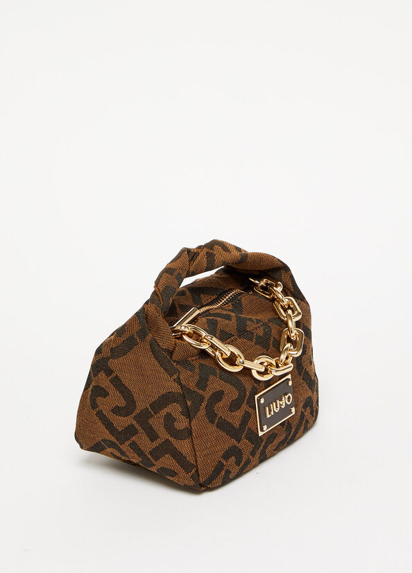 Liu Jo With Jacquard Logo Handtas Dames Chocola | SOD-834967