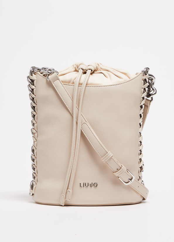 Liu Jo With Logo Handtas Dames Beige | TUK-743105