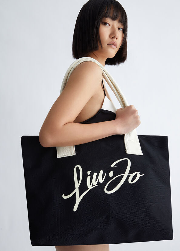 Liu Jo With Logo Shopper Tas Dames Zwart | PKN-135742