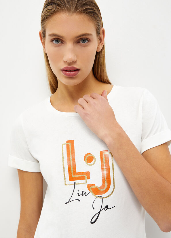 Liu Jo With Logo T-shirts Dames Wit | QIJ-758241